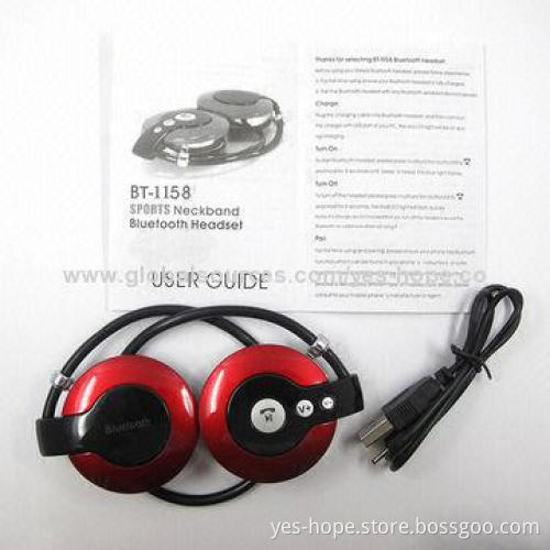 Ear-hook Bluetooth Stereo Music Headphones with Chargeable Lithium-ion Polymer Battery